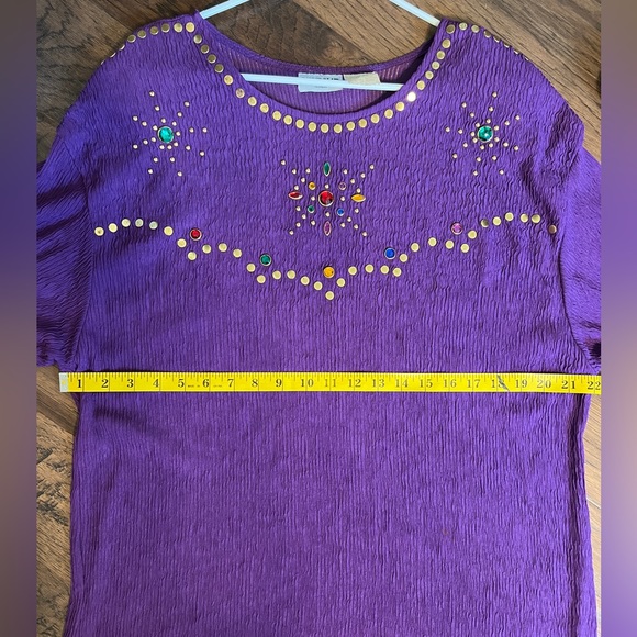 VINTAGE VTG Bonnie Blair Fashions Purple Gemstone Boho Bohemian Festival DressXL - Picture 5 of 9